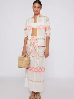 Vilagallo Falda Pareo Voile Jacquard Rosa Camel Cheap
