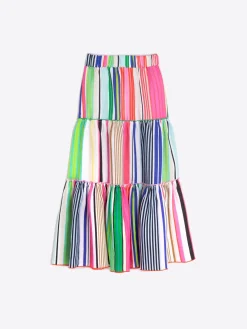 Vilagallo Falda Volantes Rayas 100% Lino Best Sale