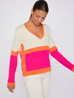 Vilagallo Jersey 100% Lana Merino Colour Block Rosa Naranja Online
