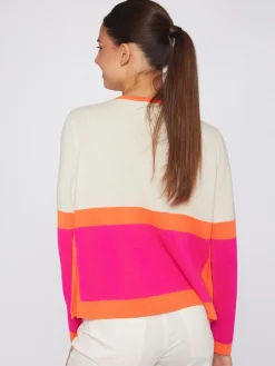 Vilagallo Jersey 100% Lana Merino Colour Block Rosa Naranja Online