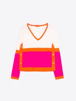 Vilagallo Jersey 100% Lana Merino Colour Block Rosa Naranja Online