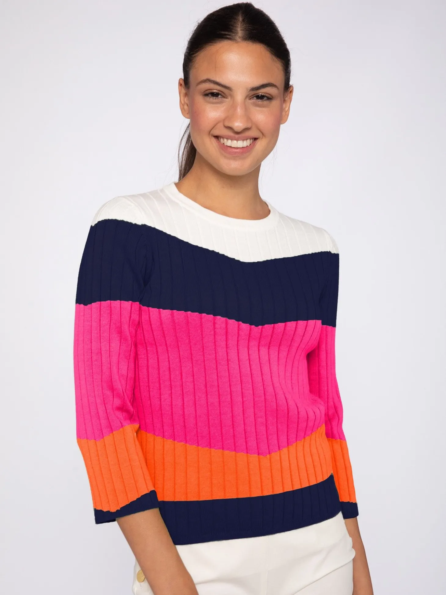 Vilagallo Jersey Punto Canale Colour Block Pink&Orange Flash Sale