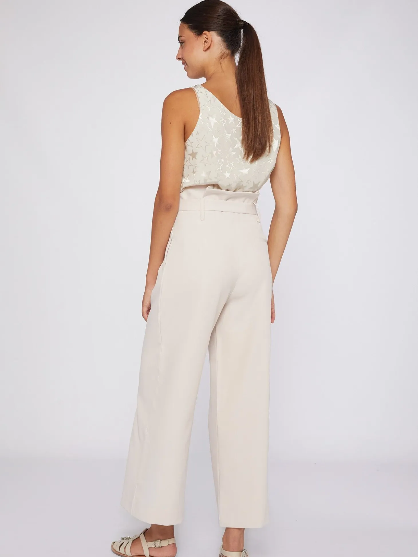 Vilagallo Pantalon Ancho Pinzas Crep Crudo Fashion