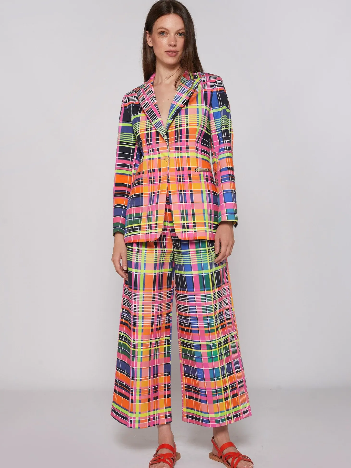 Vilagallo Pantalon Brisa Multicolour Check Gabardi New