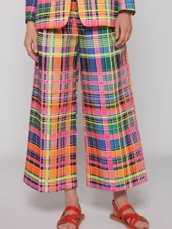 Vilagallo Pantalon Brisa Multicolour Check Gabardi New