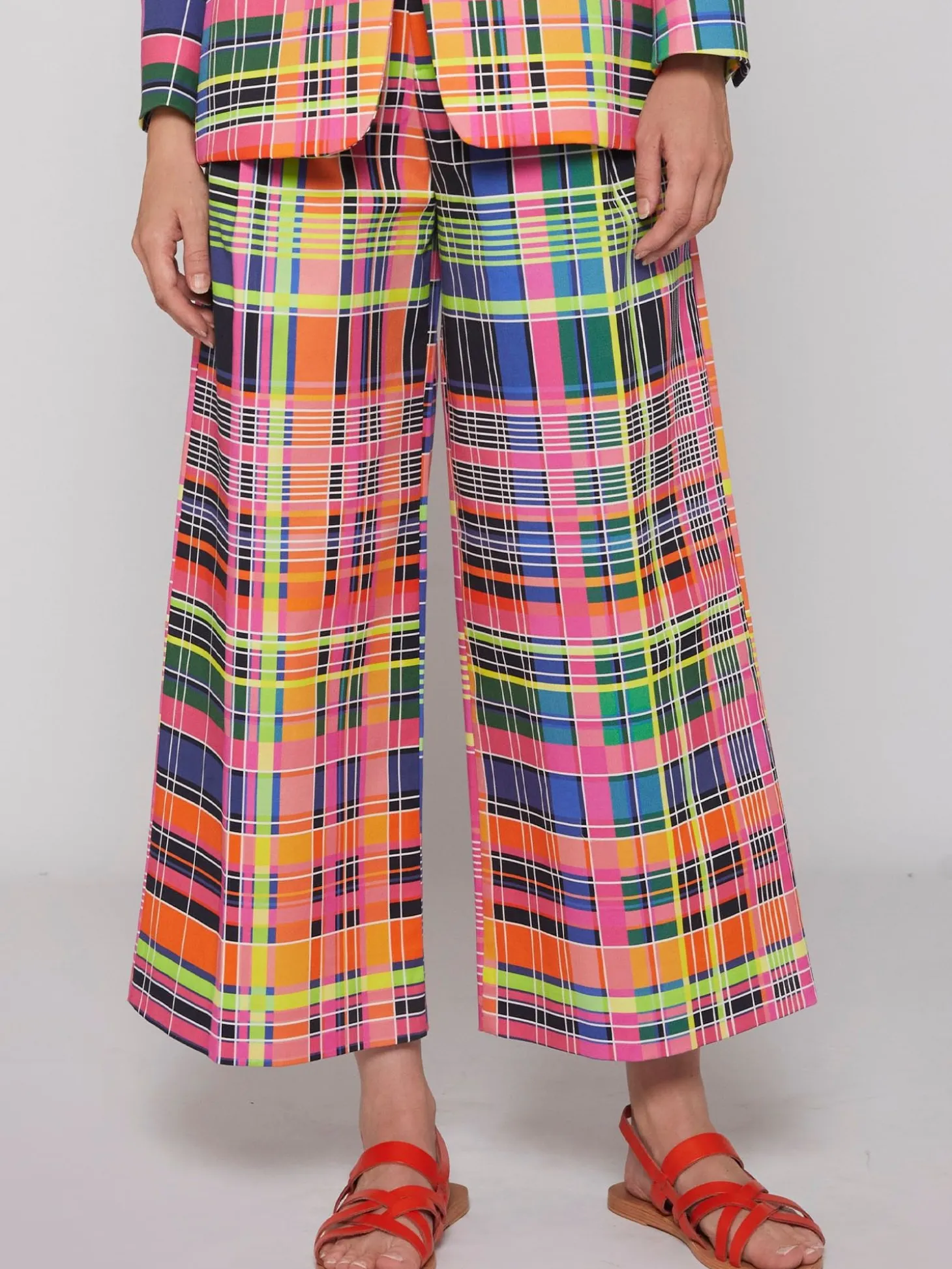 Vilagallo Pantalon Brisa Multicolour Check Gabardi New