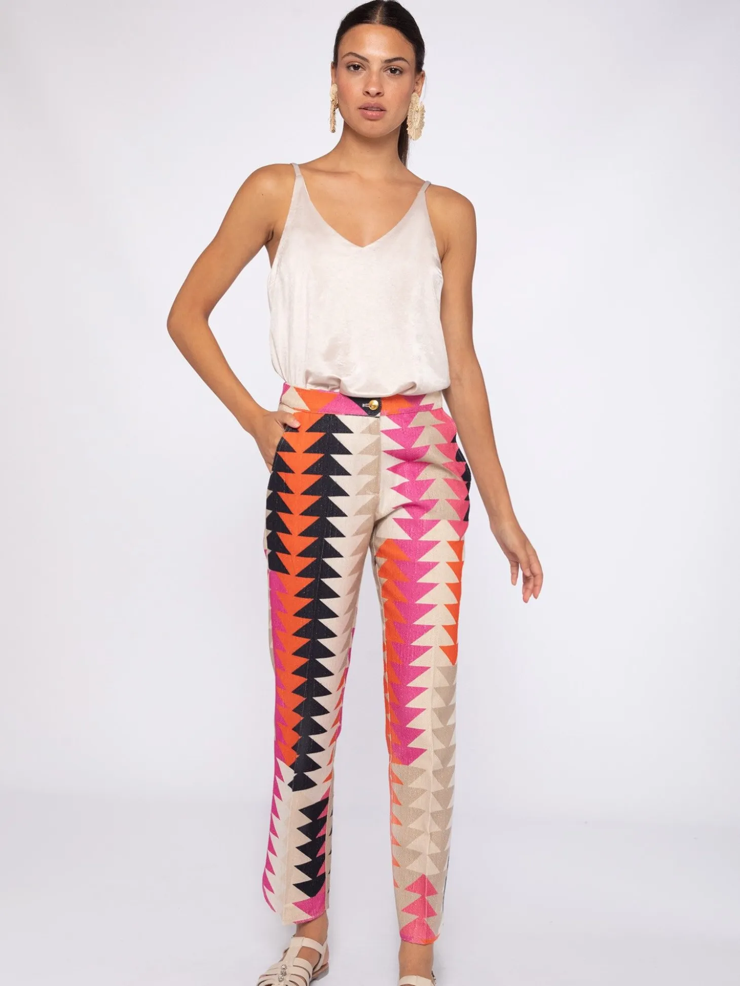 Vilagallo Pantalon Ornella Geometric Patern Hot