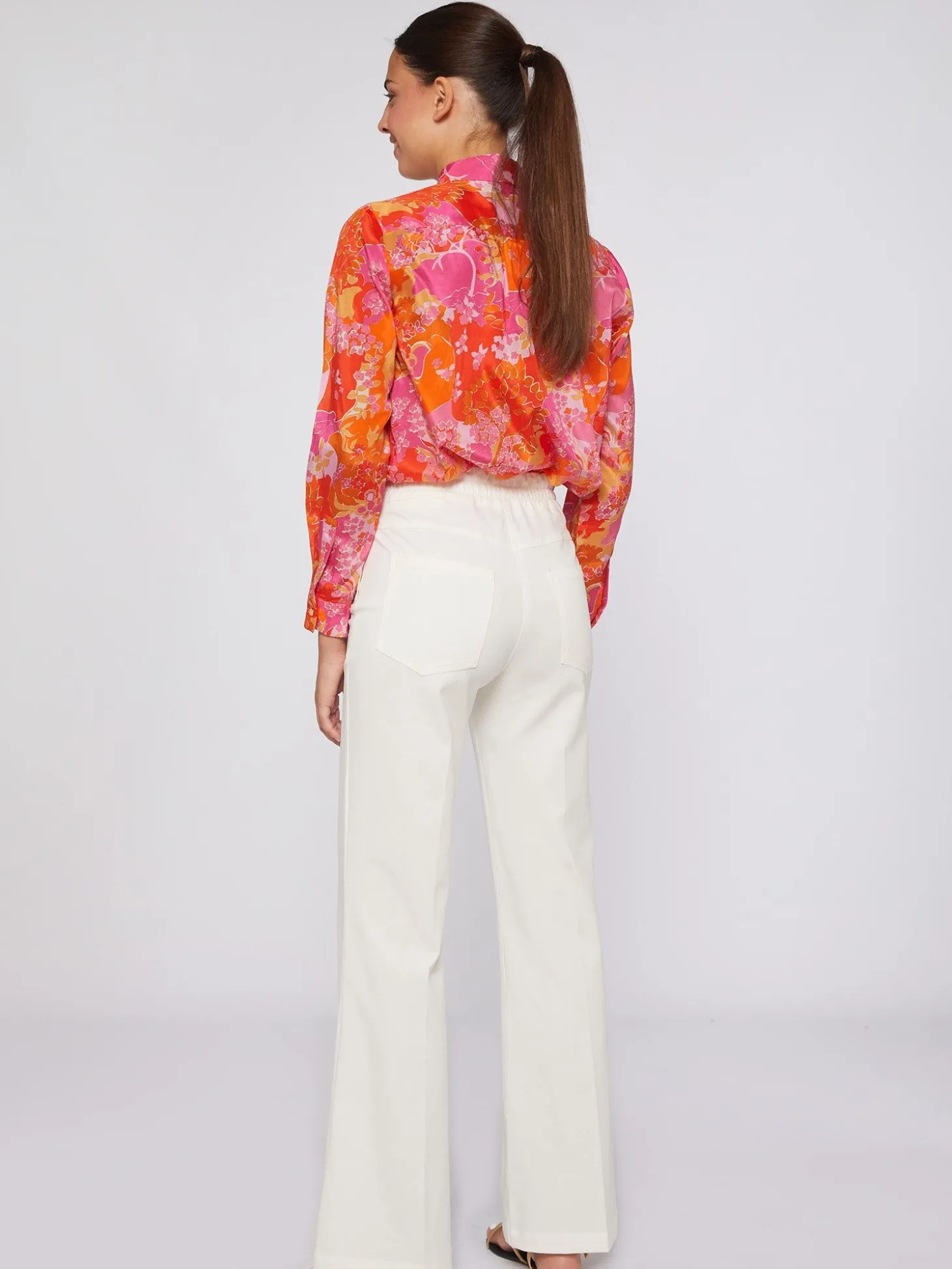 Vilagallo Pantalon Punto Blanco Botones Laterales Perfect Fit Best Sale