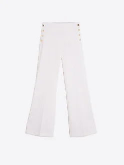 Vilagallo Pantalon Punto Blanco Botones Laterales Perfect Fit Best Sale