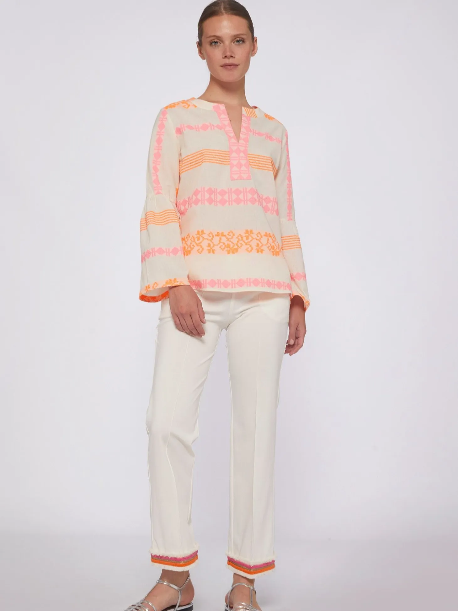 Vilagallo Pantalon Punto Blanco Con Pasaman Sale