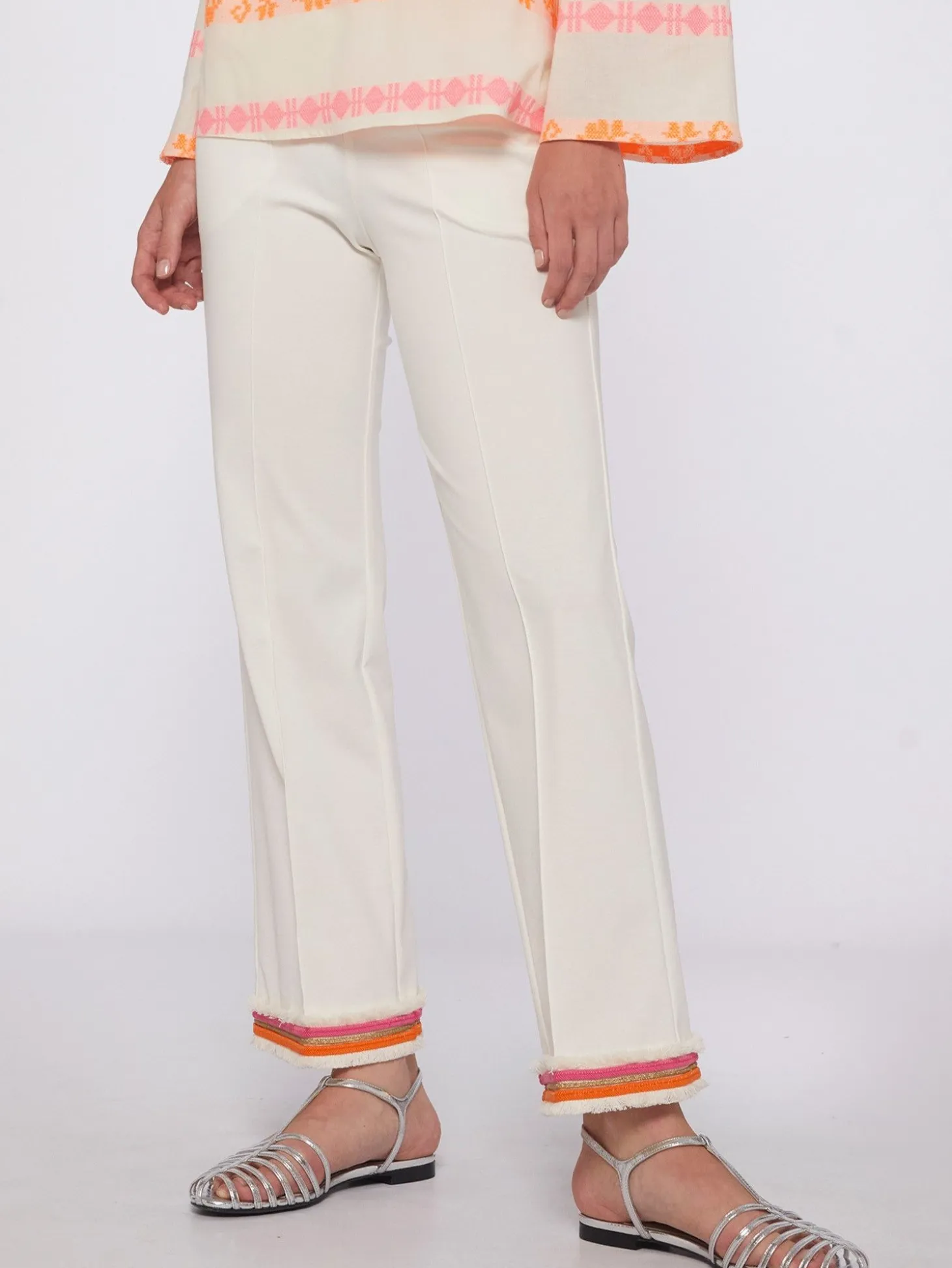 Vilagallo Pantalon Punto Blanco Con Pasaman Sale