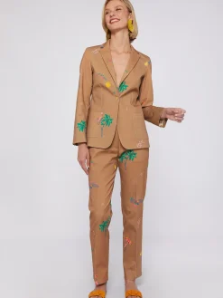 Vilagallo Pantalon Tiffany Biarritz Gabardine Print Outlet