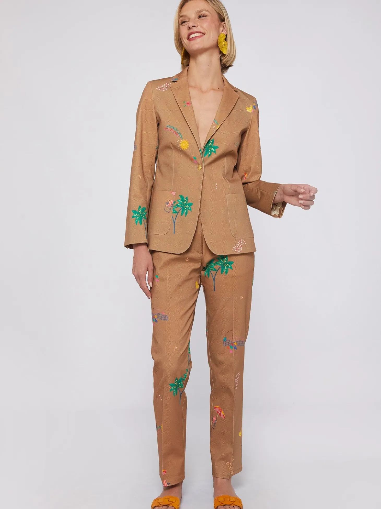 Vilagallo Pantalon Tiffany Biarritz Gabardine Print Outlet