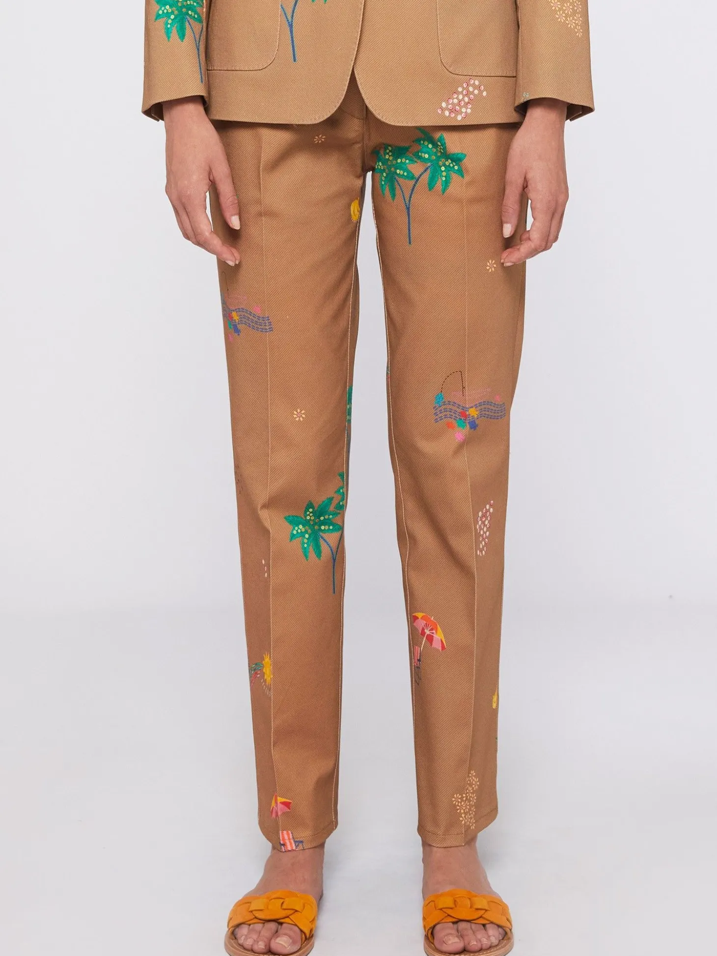 Vilagallo Pantalon Tiffany Biarritz Gabardine Print Outlet