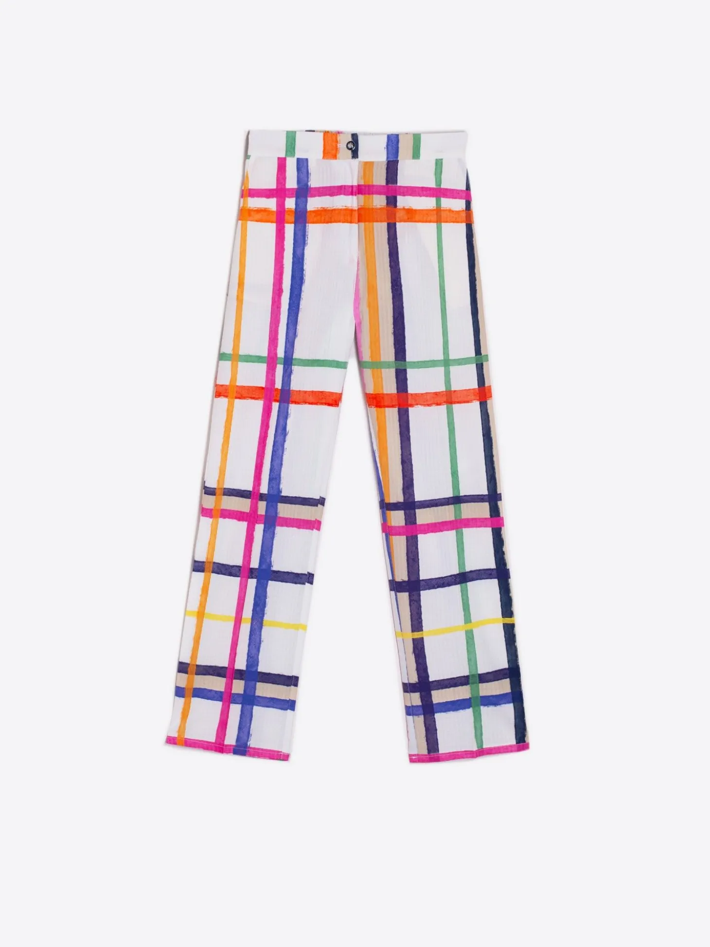 Vilagallo Pantalon Tiffany Check Watercolour Print Discount