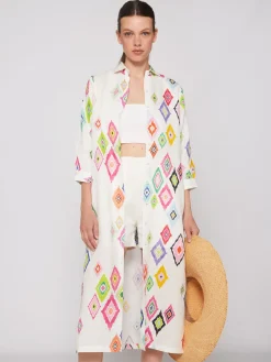 Vilagallo Vestido 100% Lino Estamapado Ikat Best Sale