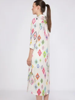 Vilagallo Vestido 100% Lino Estamapado Ikat Best Sale
