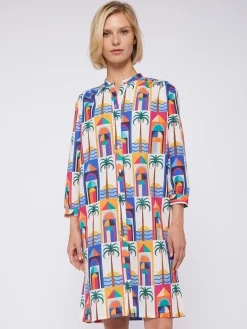 Vilagallo Vestido 100% Lino Estampado Palmera Store