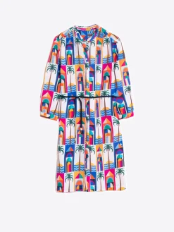 Vilagallo Vestido 100% Lino Estampado Palmera Store