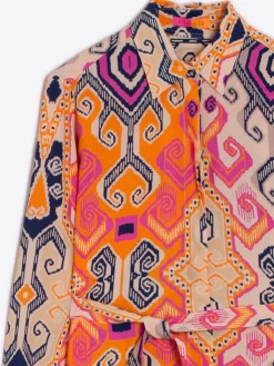 Vilagallo Vestido Adriana Navajo Orange Pink Flash Sale