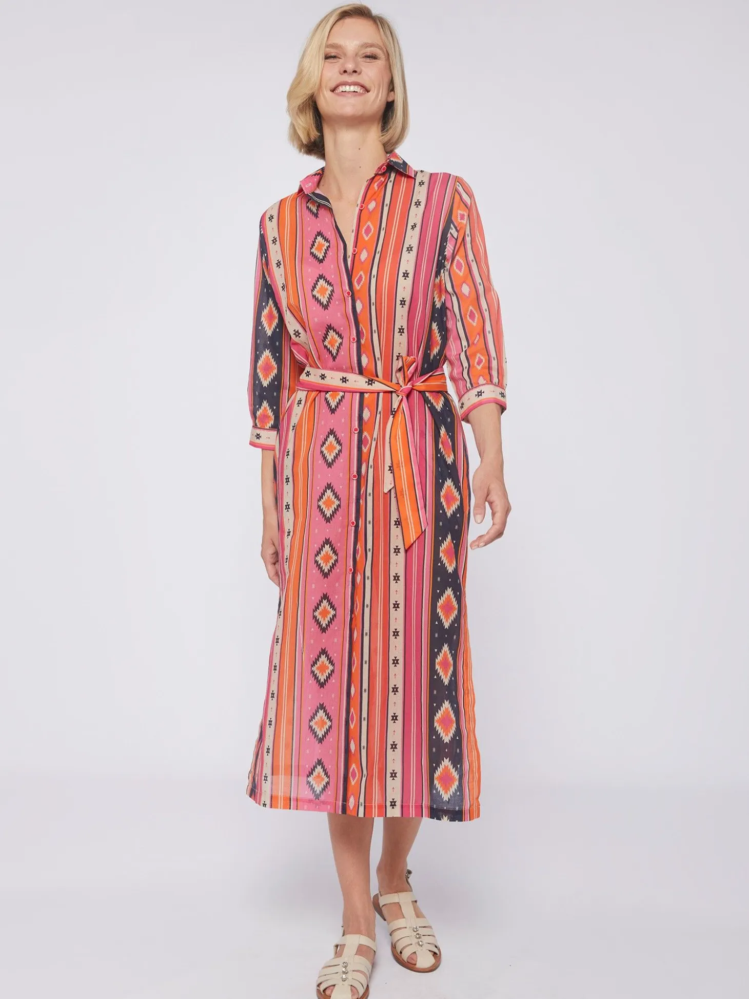Vilagallo Vestido Algodon Estampado Navajo New