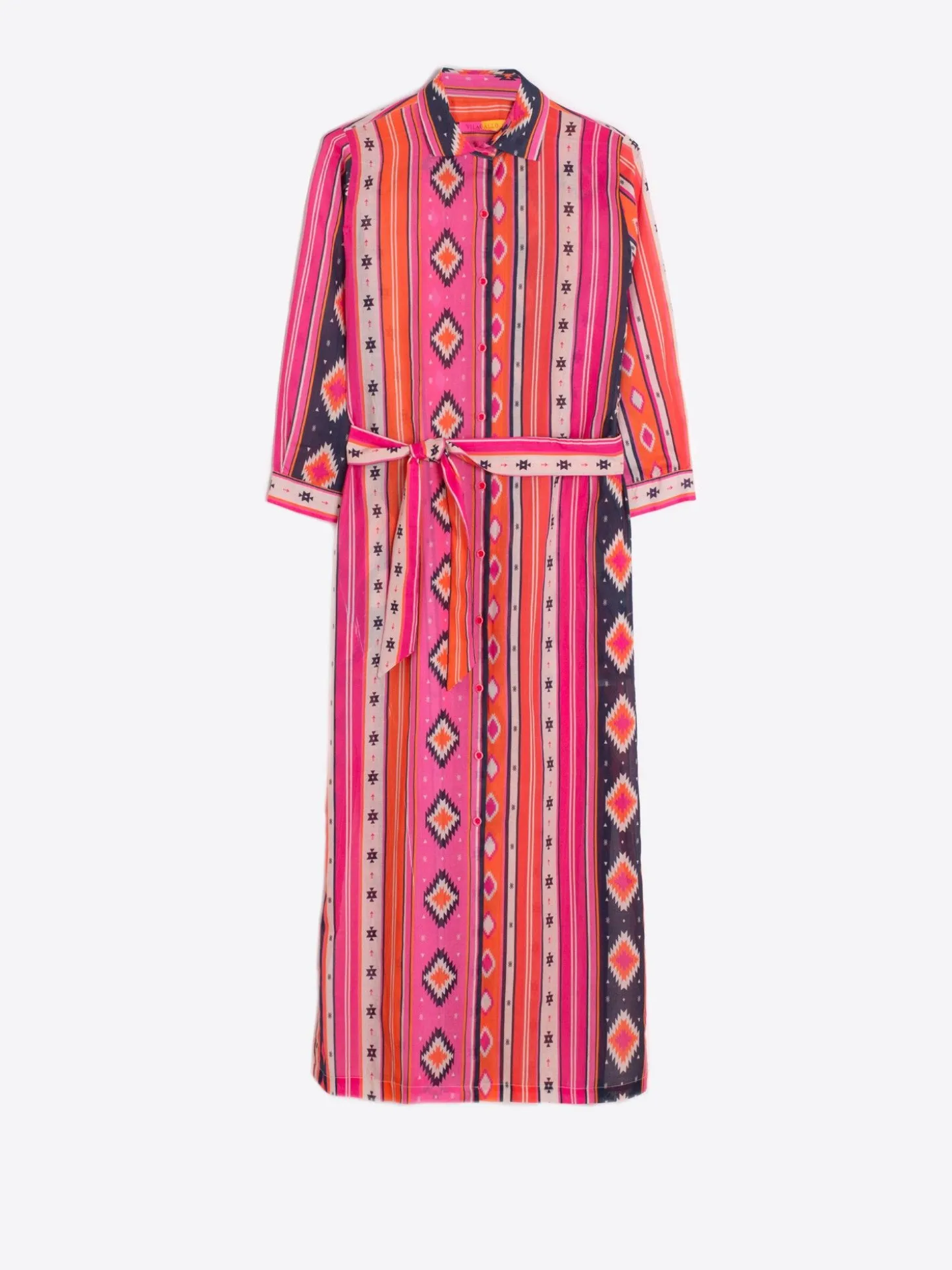 Vilagallo Vestido Algodon Estampado Navajo New