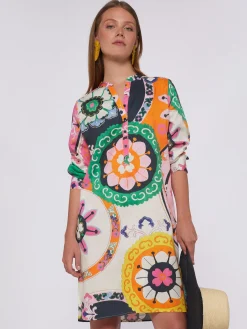Vilagallo Vestido Algodon Satin Suzani Print Outlet
