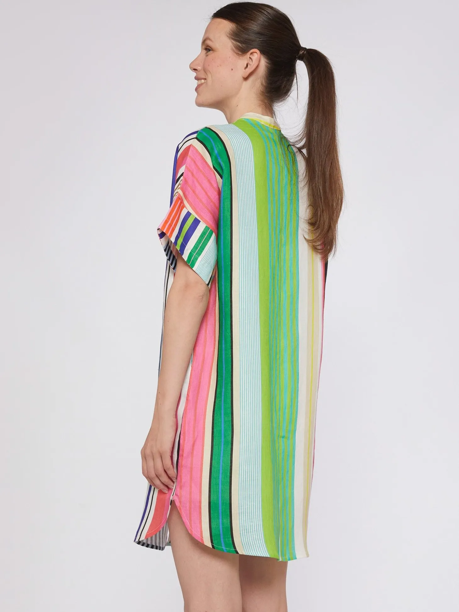 Vilagallo Vestido Camisero 100% Lino Rayas Best Sale
