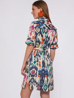 Vilagallo Vestido Camisero Algodon Estampado Ikat Shop