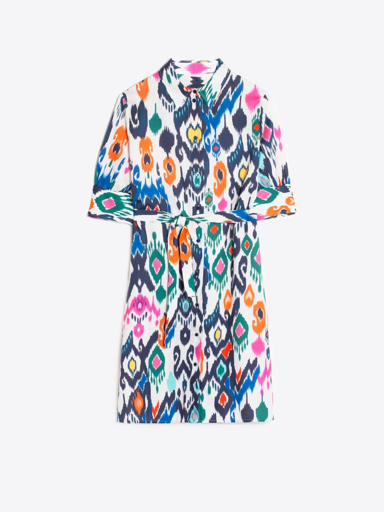 Vilagallo Vestido Camisero Algodon Estampado Ikat Shop