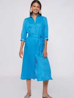 Vilagallo Vestido Camisero De Lino Detalle Bordado Best Sale