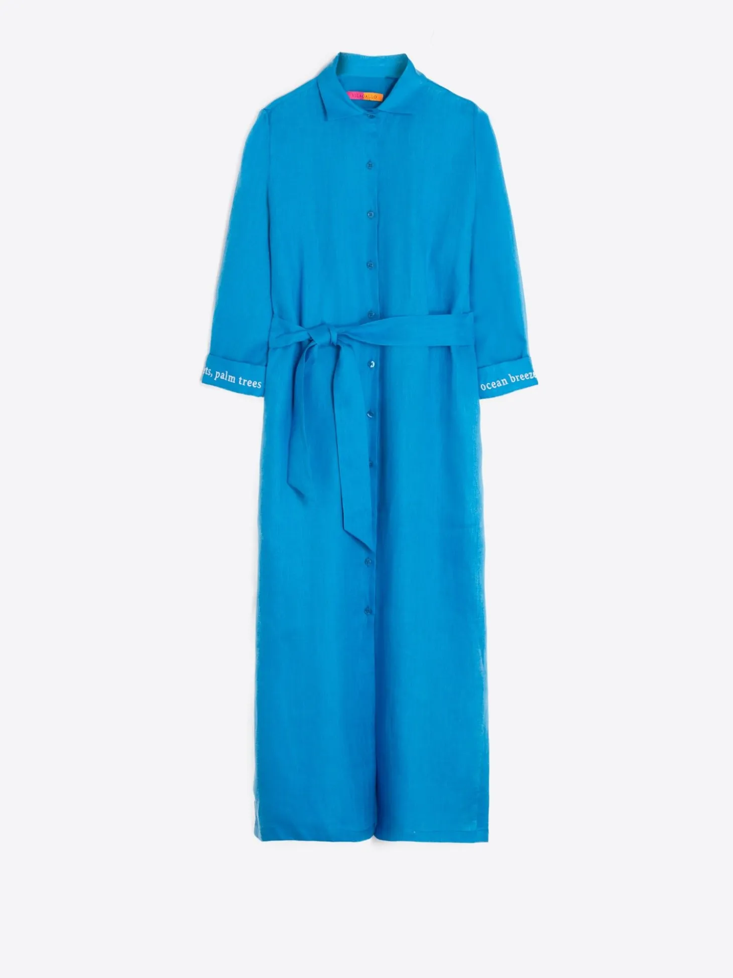 Vilagallo Vestido Camisero De Lino Detalle Bordado Best Sale