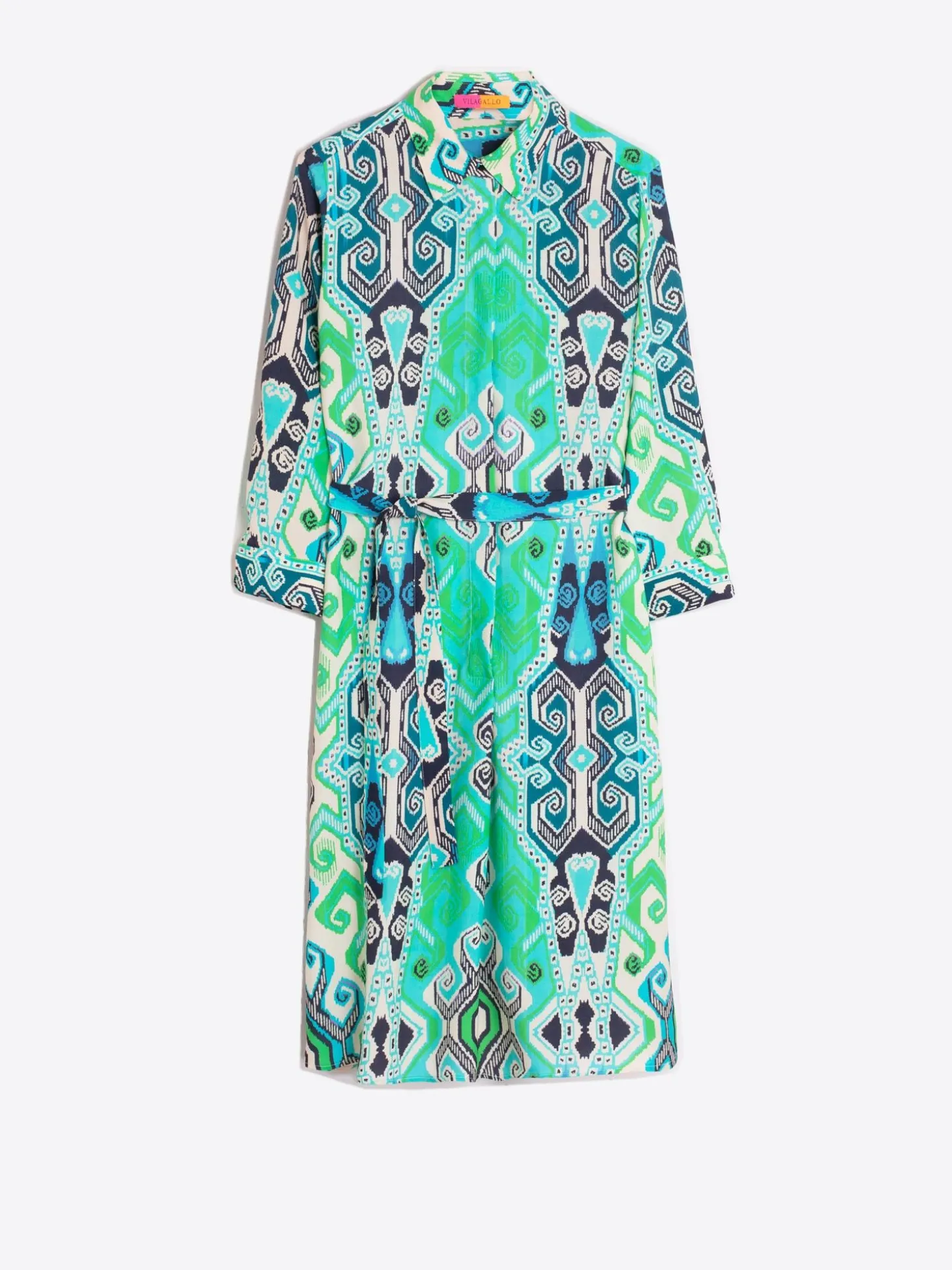 Vilagallo Vestido Camisero Estampado Navajo Turquesa Store