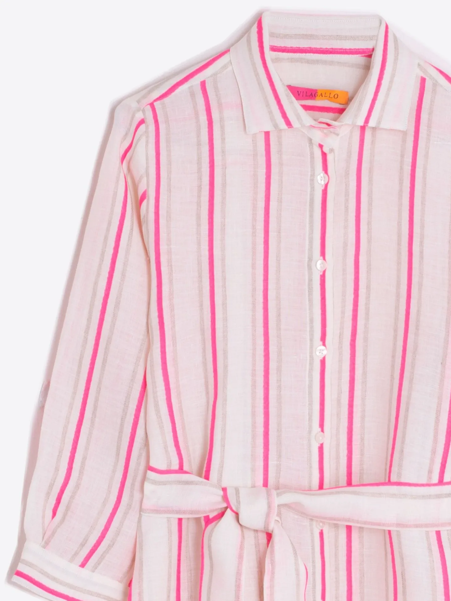 Vilagallo Vestido Camisero Rayas Neon New