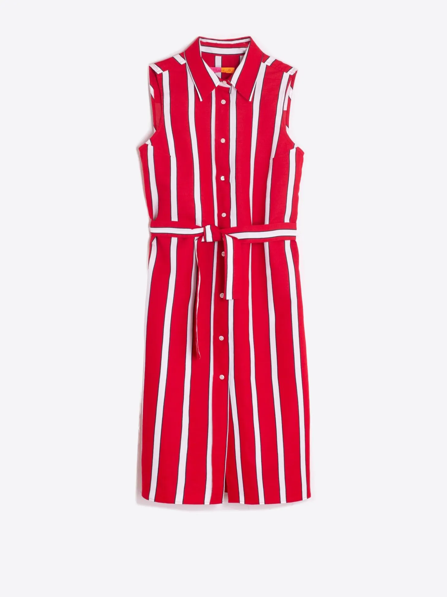 Vilagallo Vestido Camisero Sin Mangas Rayas Rojo Outlet