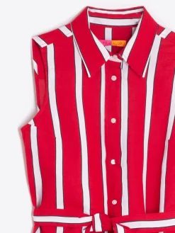 Vilagallo Vestido Camisero Sin Mangas Rayas Rojo Outlet