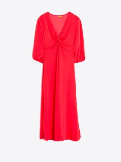 Vilagallo Vestido Carolina Coral Knit Satin New