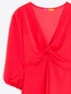 Vilagallo Vestido Carolina Coral Knit Satin New