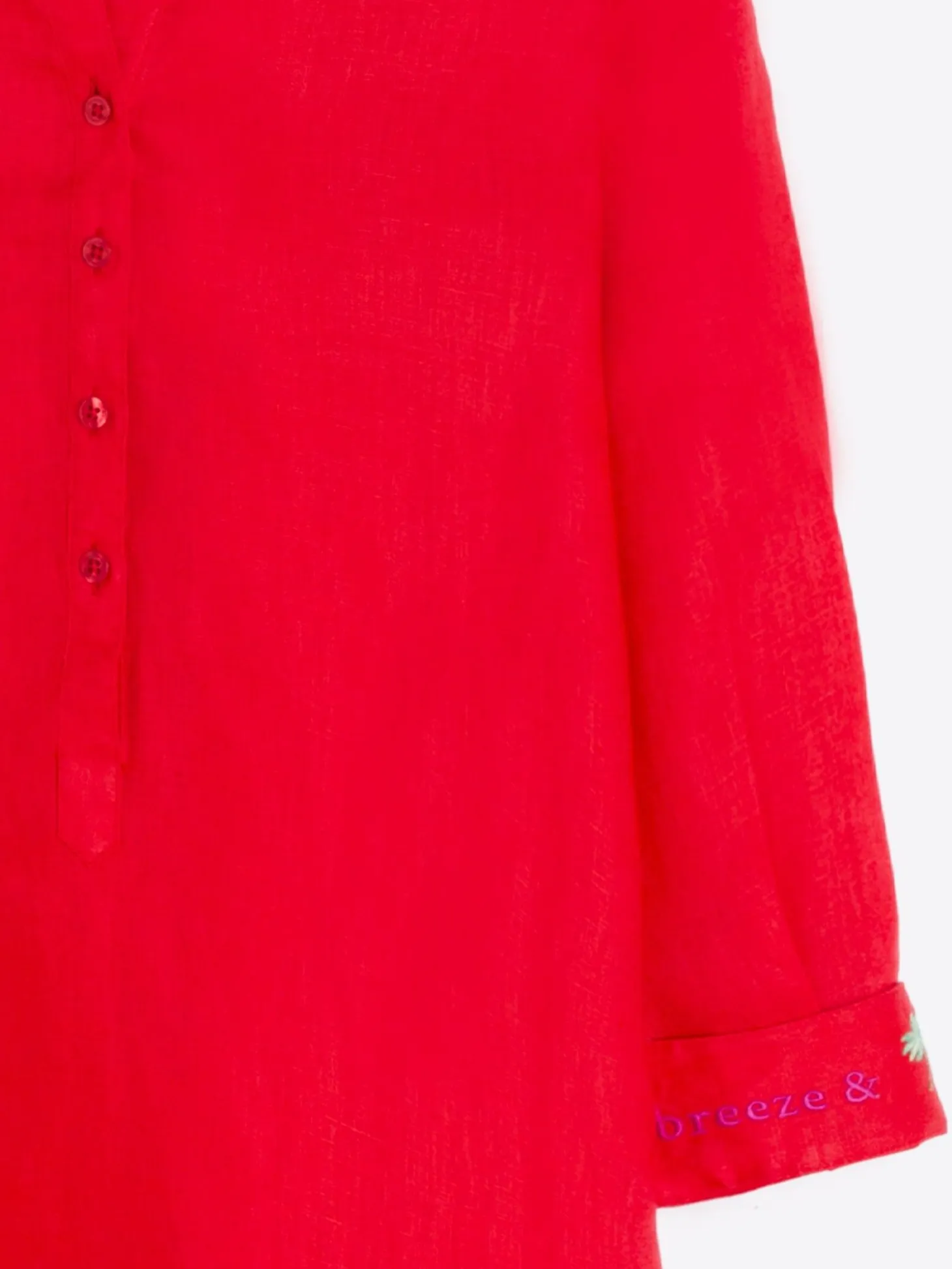 Vilagallo Vestido Coral Bordado 100% Lino Clearance