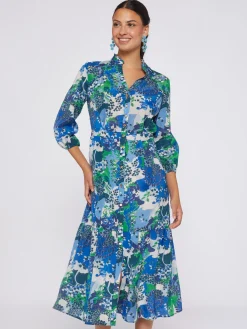 Vilagallo Vestido Estampado Blue Blossom Best Sale