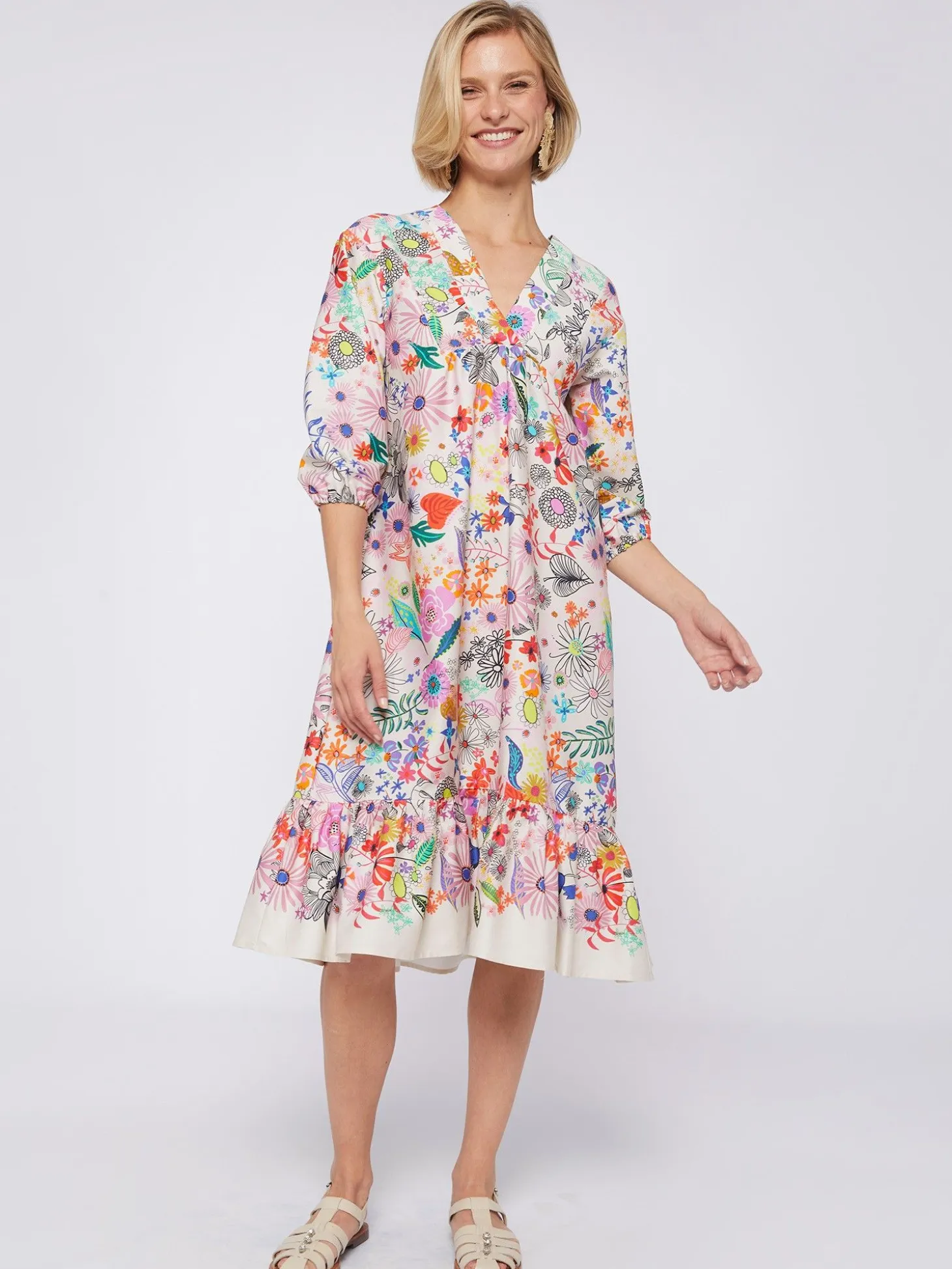 Vilagallo Vestido Fabrizia Hand Painted Flowers Shop