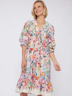 Vilagallo Vestido Fabrizia Hand Painted Flowers Shop