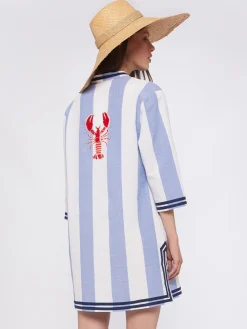 Vilagallo Vestido Kaftan Rayas Bordado Langosta Best Sale