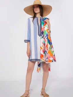 Vilagallo Vestido Kaftan Rayas Bordado Langosta Best Sale