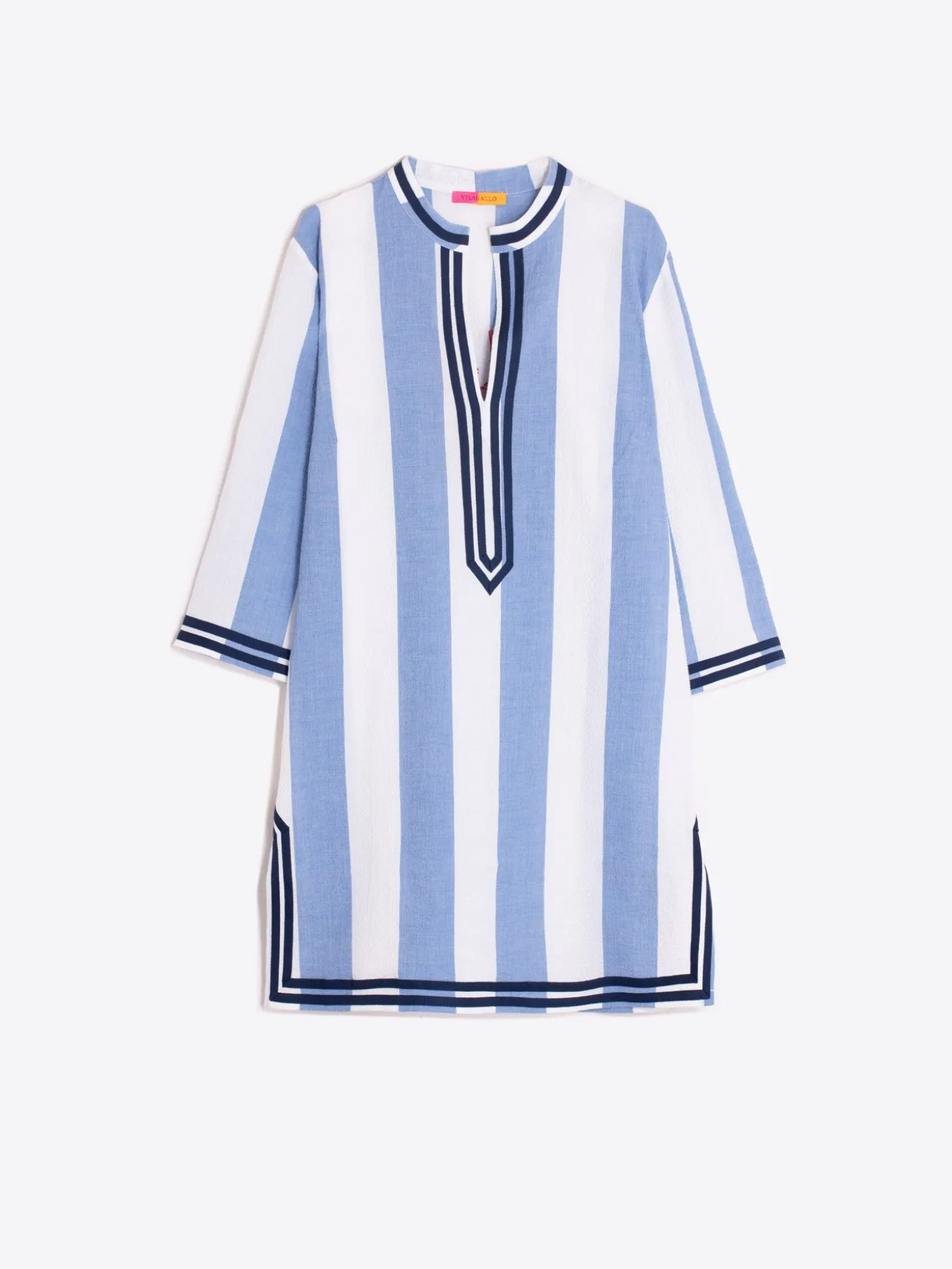 Vilagallo Vestido Kaftan Rayas Bordado Langosta Best Sale