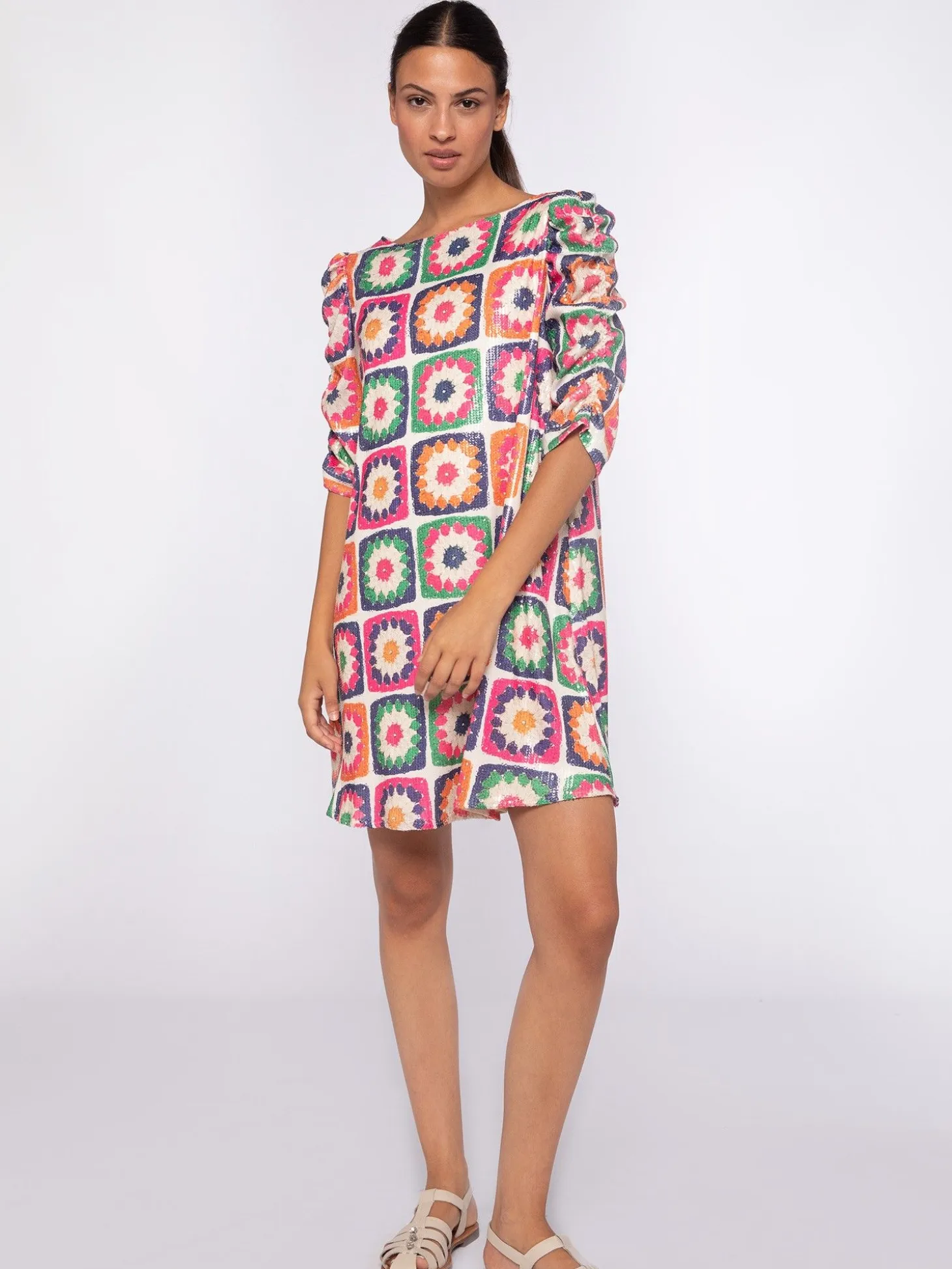 Vilagallo Vestido Lentejuelas Estampado Crochet Sale