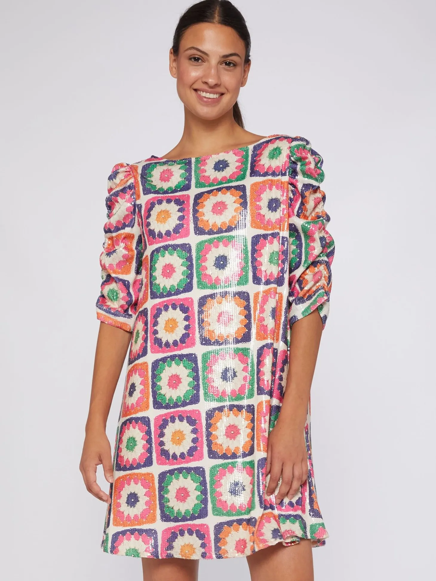 Vilagallo Vestido Lentejuelas Estampado Crochet Sale