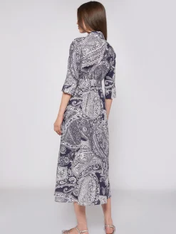 Vilagallo Vestido Lino Estampado Paisley Fashion