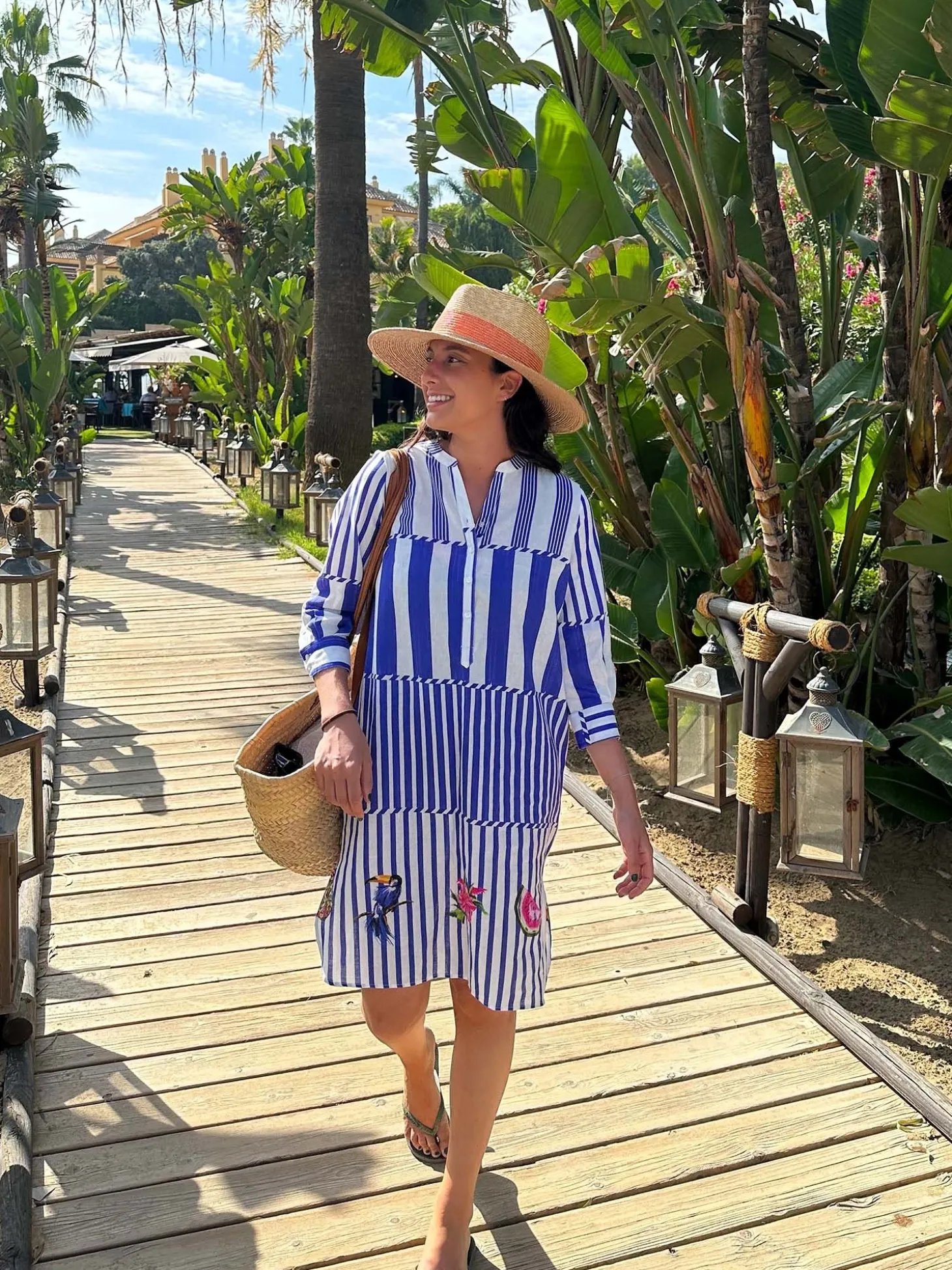 Vilagallo Vestido Lino Rayas Tropical Cheap