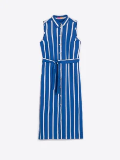 Vilagallo Vestido Livia Ecru Blue Stripes Cheap